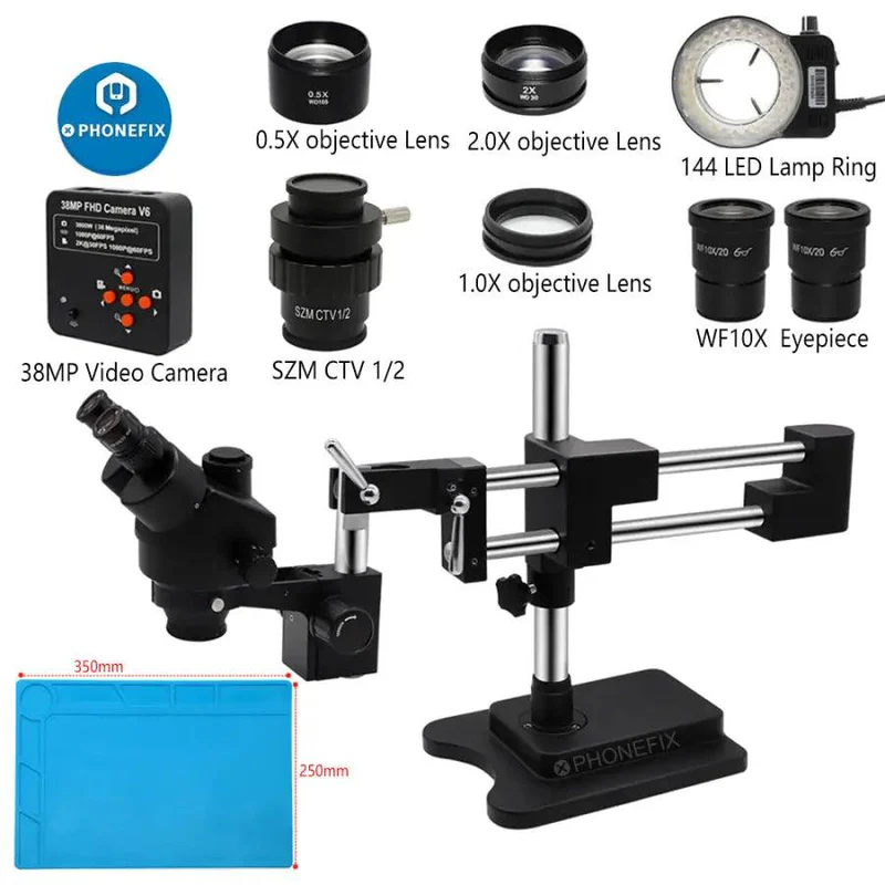 Stereo Trinocular Microscope Pcb - 3,5X-90X черный стереомикроскоп с двойной рукояткой,