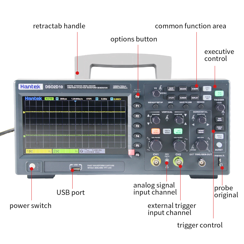 Цифровой осциллограф Hantek DS – обзор и цена Digital Storage Oscilloscope 100Mhz